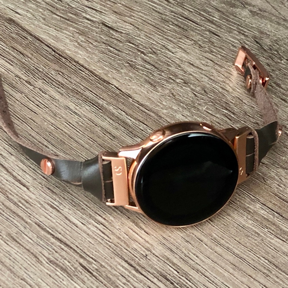 Dark Brown Leather RoseGold Band Galaxy Watch 42mm